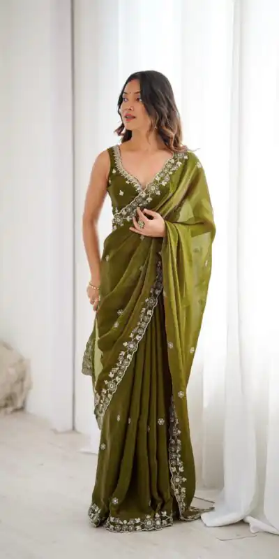 SP 61 Mehandi Color Fendy Silk Saree With Sequins Work. Wedding, Party, Festive, Events Get it for ₹2149. Delivery 4-6 Working Days. Online Best Shop now. | Sarees, Bollywood Sarees, Creative Sarees, Designer Sarees, Embroidered Sarees, Ethnic Saree, Modern Digital sarees, Party Wear Sarees