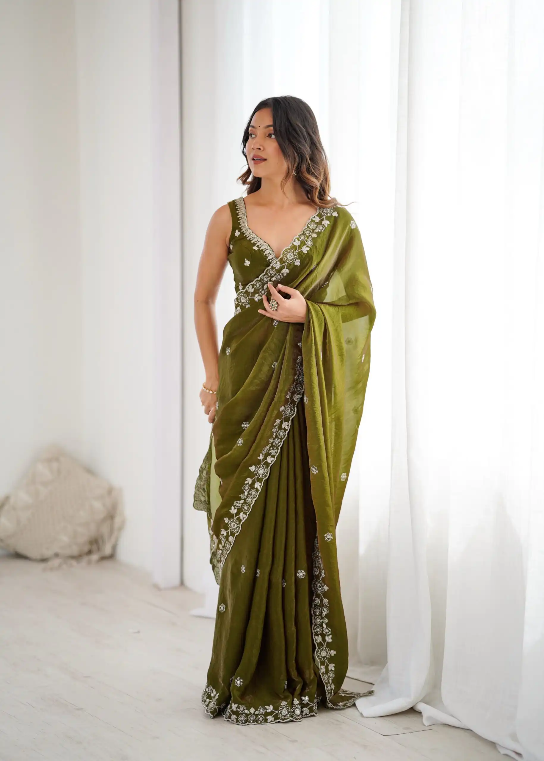 SP 61 Mehandi Color Fendy Silk Saree With Sequins Work. Wedding, Party, Festive, Events Get it for ₹2149. Delivery 4-6 Working Days. Online Best Shop now. | Sarees, Bollywood Sarees, Creative Sarees, Designer Sarees, Embroidered Sarees, Ethnic Saree, Modern Digital sarees, Party Wear Sarees