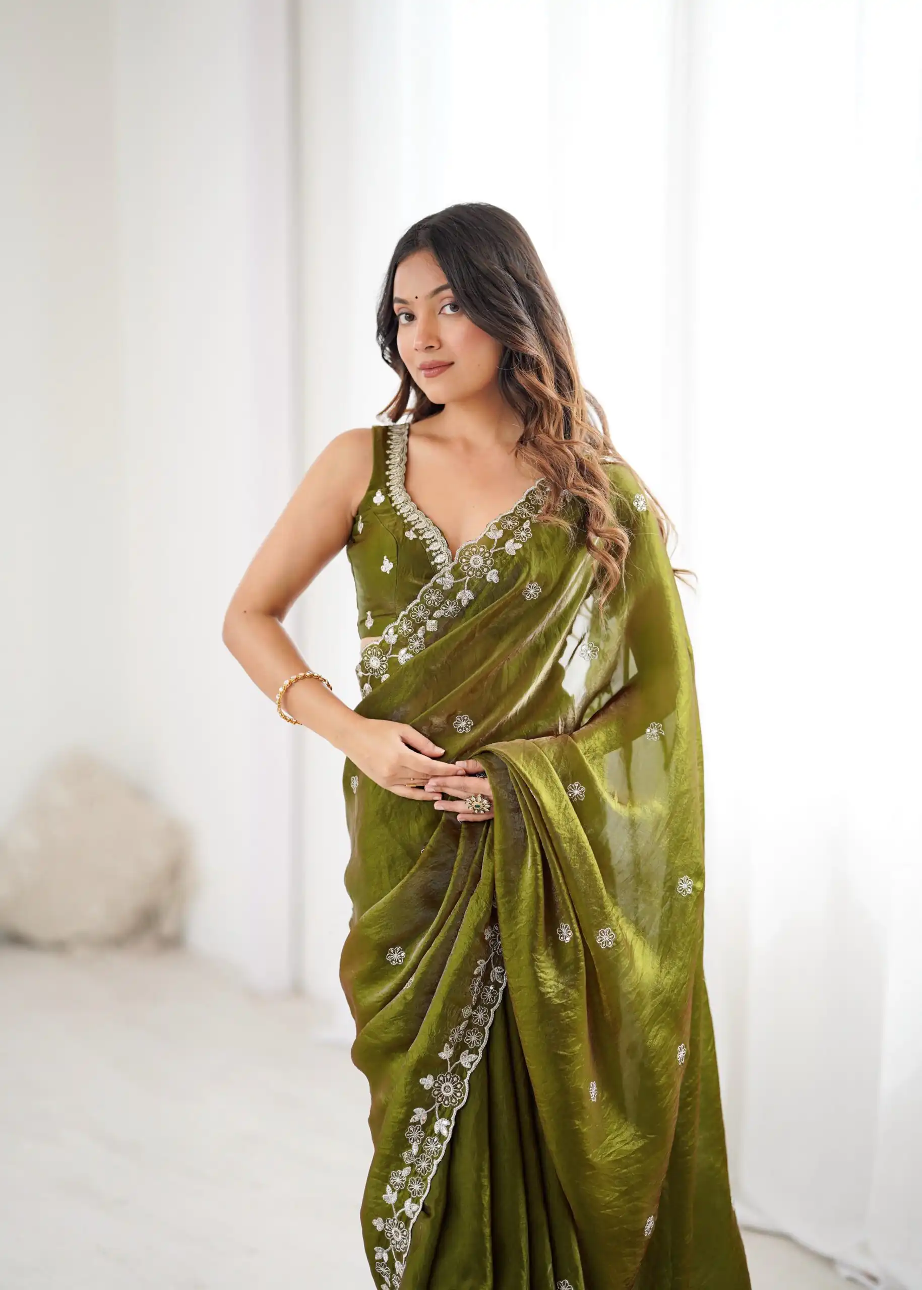 SP 61 Mehandi Color Fendy Silk Saree With Sequins Work. Wedding, Party, Festive, Events Get it for ₹2149. Delivery 4-6 Working Days. Online Best Shop now. | Sarees, Bollywood Sarees, Creative Sarees, Designer Sarees, Embroidered Sarees, Ethnic Saree, Modern Digital sarees, Party Wear Sarees