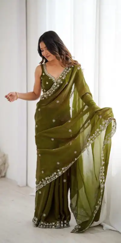 SP 61 Mehandi Color Fendy Silk Saree With Sequins Work. Wedding, Party, Festive, Events Get it for ₹2149. Delivery 4-6 Working Days. Online Best Shop now. | Sarees, Bollywood Sarees, Creative Sarees, Designer Sarees, Embroidered Sarees, Ethnic Saree, Modern Digital sarees, Party Wear Sarees
