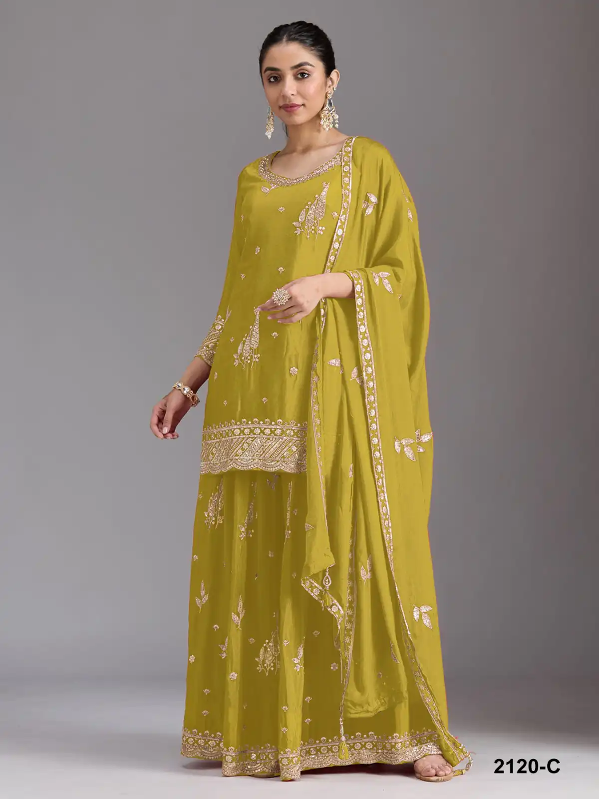 FC 2120 Mustered Color chinon Print Silk with Dall Crepe Sharara Suit Wedding, Party, Festive, Events Etc.  Expected Delivery 4-6 Working Days @2399/- | Jump Suits, Salwar suit, Designer Suits, Casual Suits, Creative suits, Palazzo Suits, Party Wear Suits, Patiala Suits, Straight Suits