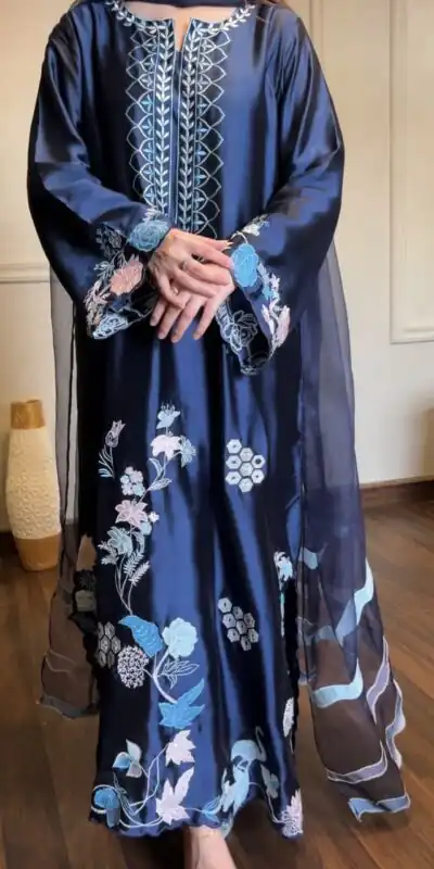 RTC 6053 Navy Blue Jura Silk Salwar Suit with Embroidery Work & Thread Embroidery. Grab it for ₹2399. Delivery 4-6 Working Days. Shop now. | Jump Suits, Salwar suit, Designer Suits, Casual Suits, Creative suits, Palazzo Suits, Party Wear Suits, Patiala Suits, Straight Suits