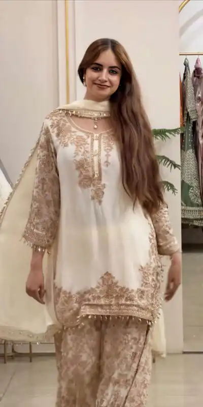 SR 1720 Off White Faux Georgette Salwar Suit with Mirror Work & Embroidery Work. Get it for ₹2549. Delivery 4-6 Working Days. Shop now. | Jump Suits, Salwar suit, Designer Suits, Casual Suits, Creative suits, Palazzo Suits, Party Wear Suits, Patiala Suits, Straight Suits