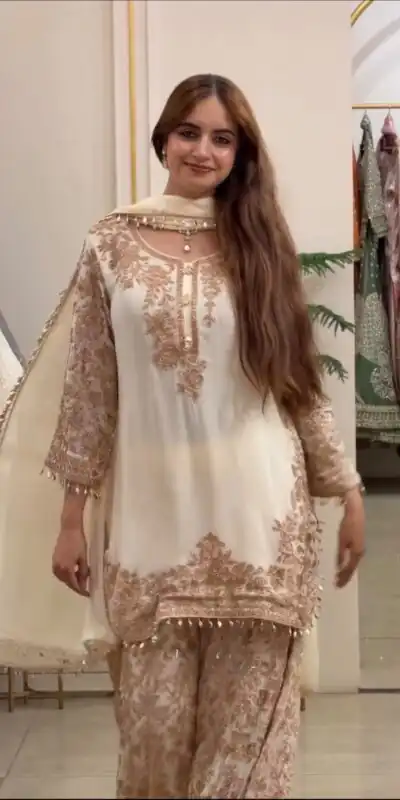 SR 1720 Off White Faux Georgette Salwar Suit with Mirror Work & Embroidery Work. Get it for ₹2549. Delivery 4-6 Working Days. Shop now. | Jump Suits, Salwar suit, Designer Suits, Casual Suits, Creative suits, Palazzo Suits, Party Wear Suits, Patiala Suits, Straight Suits