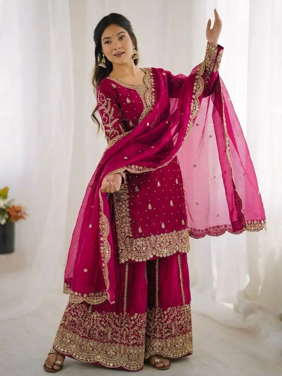 ZSR 3167 Pink Fendy Silk Salwar Suitwith Embroidery Work & Lace Work. Now at just ₹2149. Delivery 4-6 Working Days. Shop now. | Jump Suits, Salwar suit, Designer Suits, Casual Suits, Creative suits, Palazzo Suits, Party Wear Suits, Patiala Suits, Straight Suits