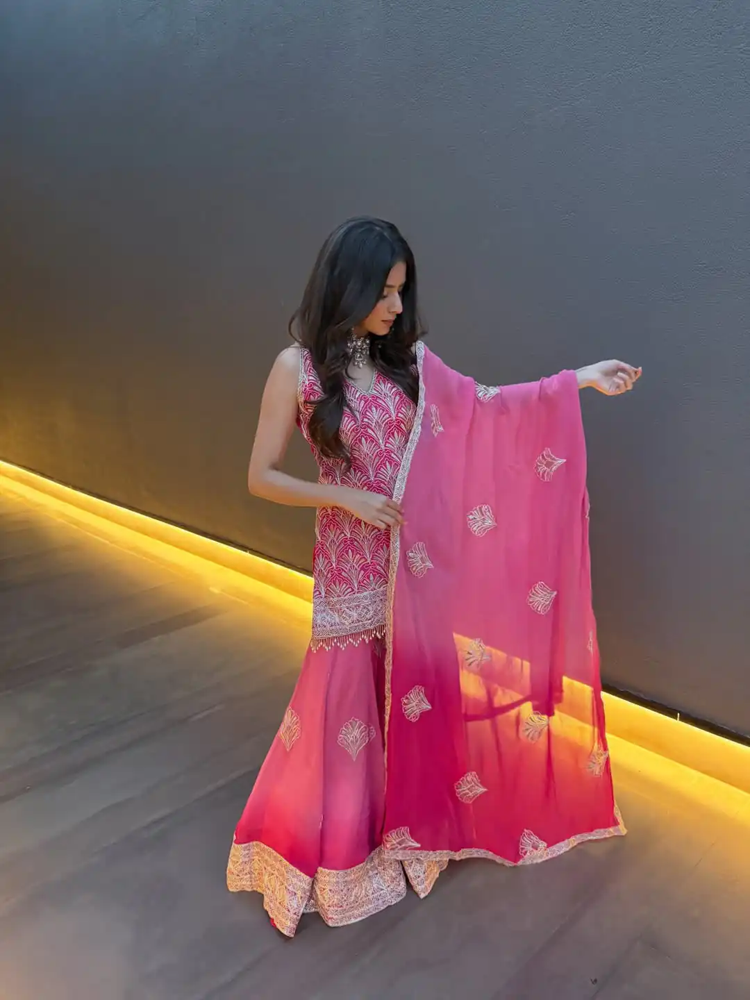 ST 1190 Pink Printed Faux Georgette Salwar Suit with Embroidery Work & Lace Work. Affordable Price ₹2349. Delivery 4-6 Working Days. Shop now. | Jump Suits, Salwar suit, Designer Suits, Casual Suits, Creative suits, Palazzo Suits, Party Wear Suits, Patiala Suits, Straight Suits