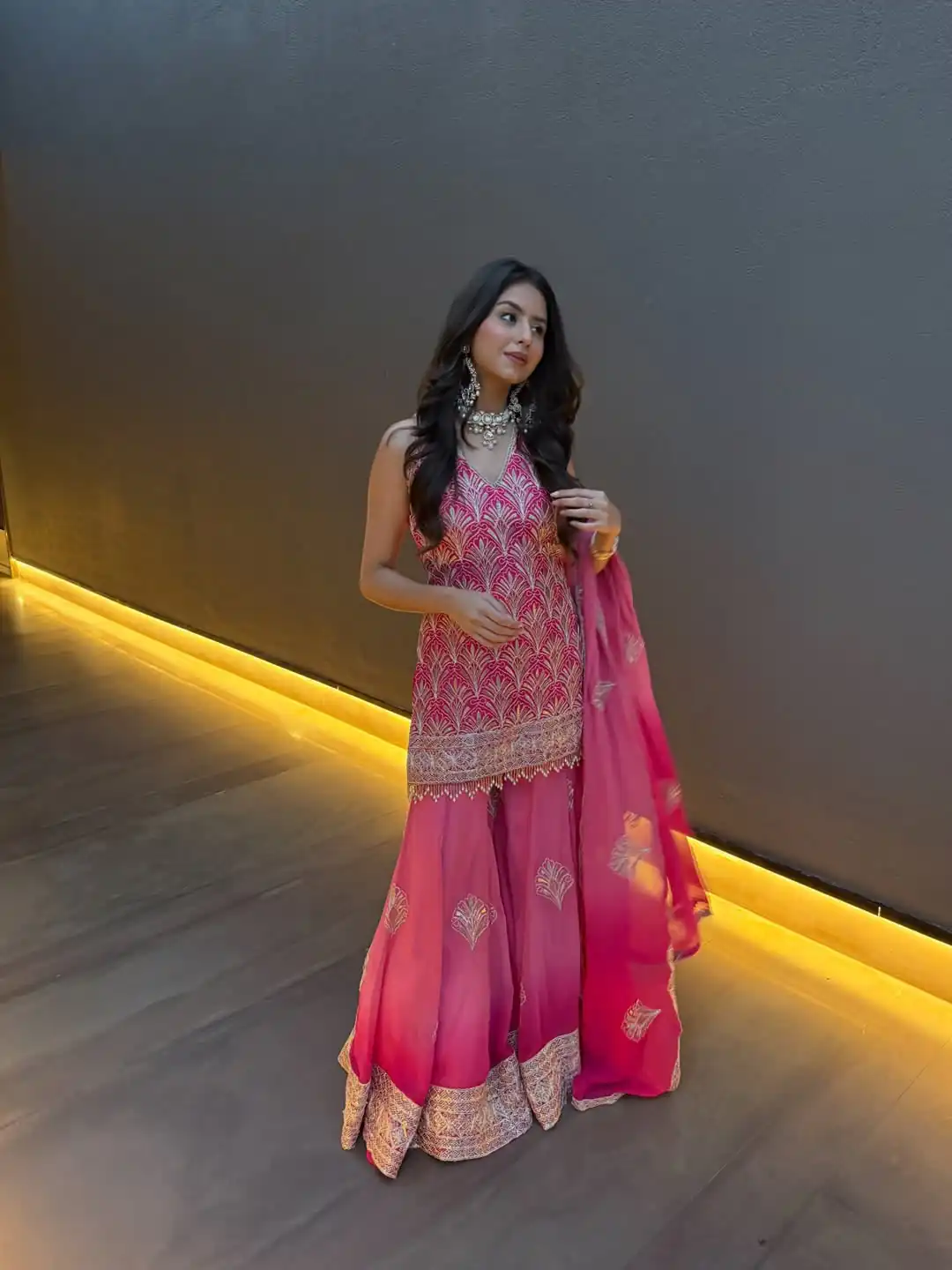 ST 1190 Pink Printed Faux Georgette Salwar Suit with Embroidery Work & Lace Work. Affordable Price ₹2349. Delivery 4-6 Working Days. Shop now. | Jump Suits, Salwar suit, Designer Suits, Casual Suits, Creative suits, Palazzo Suits, Party Wear Suits, Patiala Suits, Straight Suits