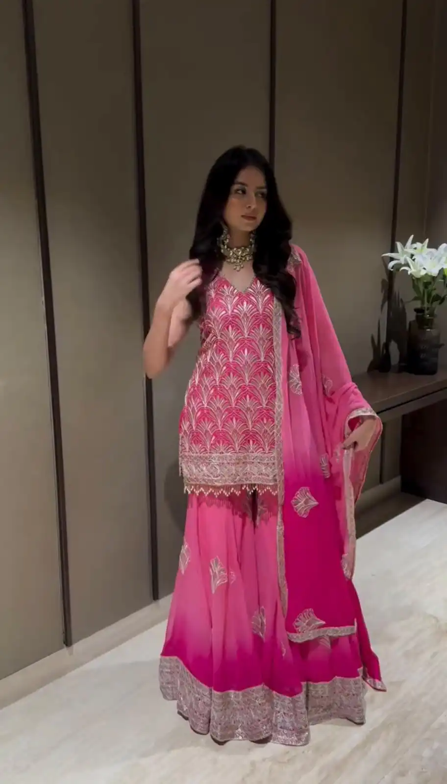 ST 1190 Pink Printed Faux Georgette Salwar Suit with Embroidery Work & Lace Work. Affordable Price ₹2349. Delivery 4-6 Working Days. Shop now. | Jump Suits, Salwar suit, Designer Suits, Casual Suits, Creative suits, Palazzo Suits, Party Wear Suits, Patiala Suits, Straight Suits