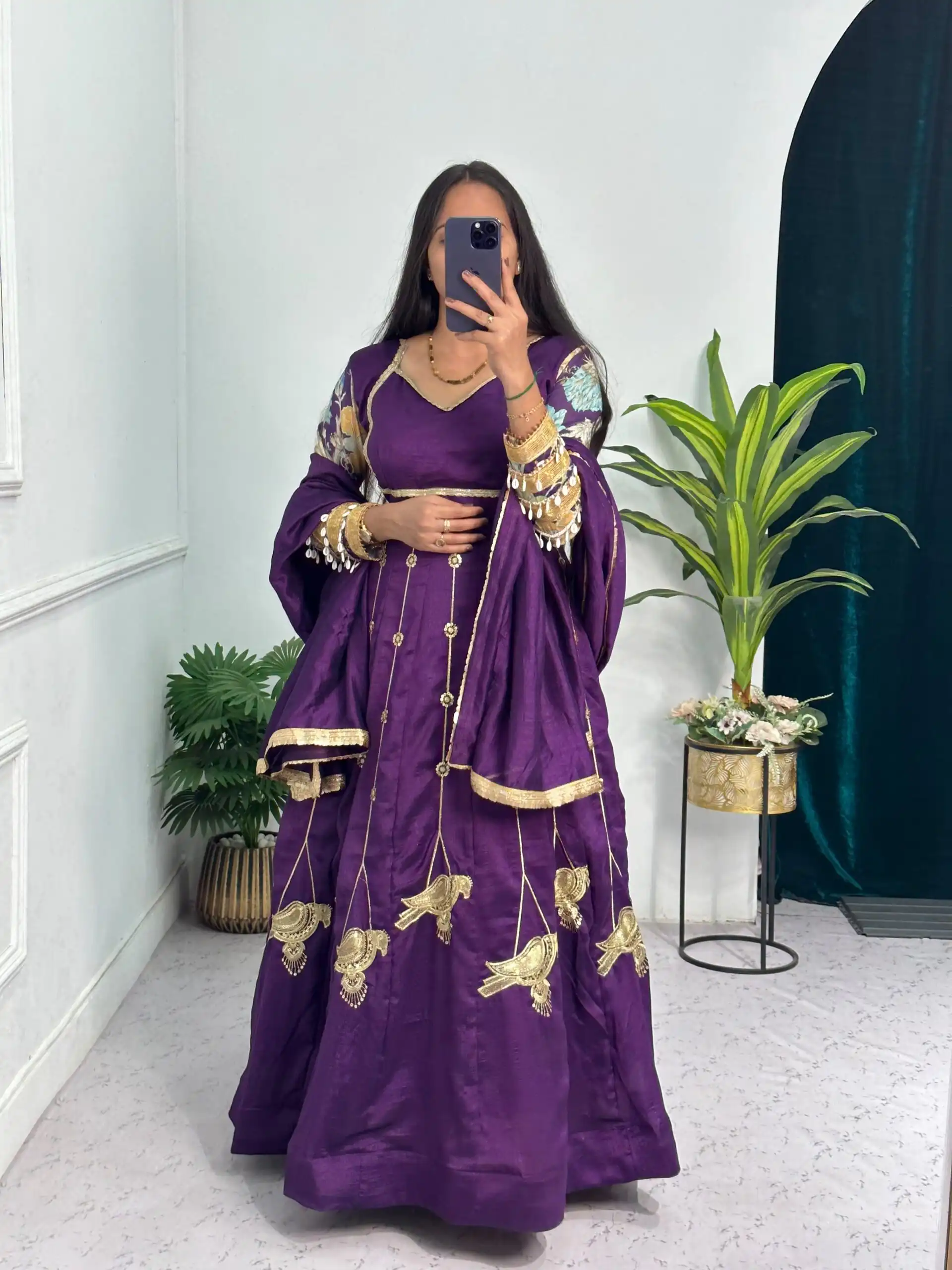 ST 1039 in Purple Blooming Vichitra Zari Work & Embroidery Work Gown . Festive Deal ₹2399. Delivery 4-6 Working Days. Shop now. | Gowns, Bollywood Gowns, Creative Gowns, Designer Gowns, Embroidered Gowns, Party Wear Gowns