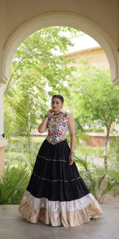 KA 5071 Black Rayon Embroidery Work & Cowrie Work Lehenga Choli . Grab it for ₹2849. Delivery 4-6 Working Days. Shop now. | Lehenga, Bollywood Lehenga, Creative Lehenga, Designer Lehenga, Embroidered Lehenga, Party Wear Lehenga