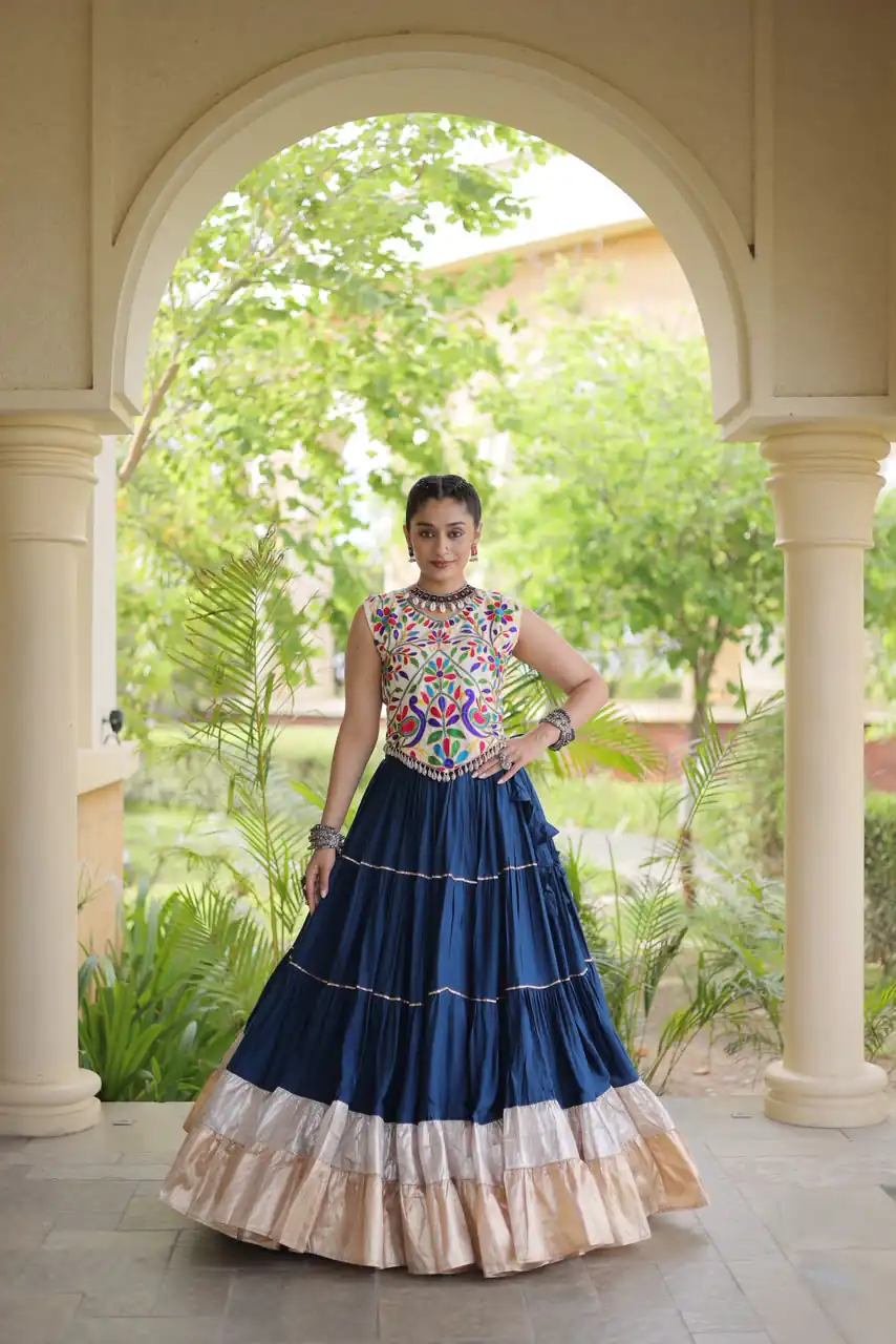 KA 5071 Blue colour Rayon Embroidery Work & Cowrie Work Lehenga Choli . Grab it for ₹2849. Delivery 4-6 Working Days. Shop now. | Lehenga, Bollywood Lehenga, Creative Lehenga, Designer Lehenga, Embroidered Lehenga, Party Wear Lehenga