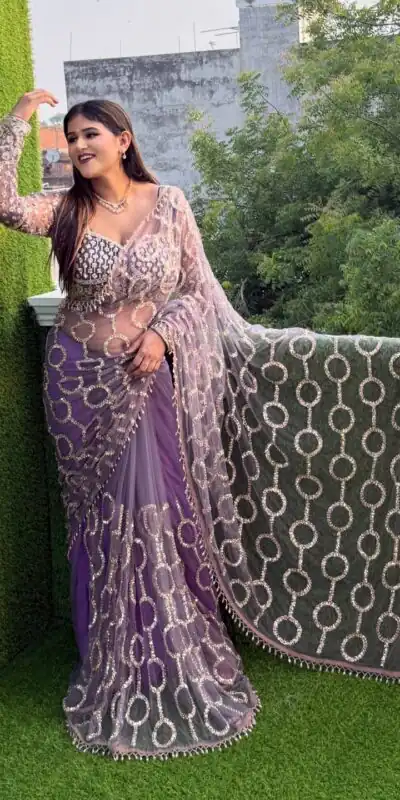 DF 3490 Lavender Color Butterfly Net Heavy Sequins Embroidery work Saree Casual, Wedding, Festive, Events . Expected Delivery  4-6 Working Days @1799/- only                                                                                | Sarees, Bollywood Sarees, Creative Sarees, Designer Sarees, Embroidered Sarees, Ethnic Saree, Modern Digital sarees, Party Wear Sarees