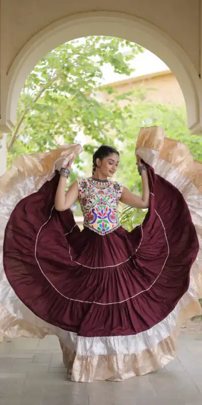 KA 5071 Maroon Rayon Embroidery Work & Cowrie Work Lehenga Choli . Grab it for ₹2849. Delivery 4-6 Working Days. Shop now. | Lehenga, Bollywood Lehenga, Creative Lehenga, Designer Lehenga, Embroidered Lehenga, Party Wear Lehenga