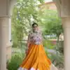 KA 5071 Orange Rayon Embroidery Work & Cowrie Work Lehenga Choli . Grab it for ₹2849. Delivery 4-6 Working Days. Shop now. | Lehenga, Bollywood Lehenga, Creative Lehenga, Designer Lehenga, Embroidered Lehenga, Party Wear Lehenga