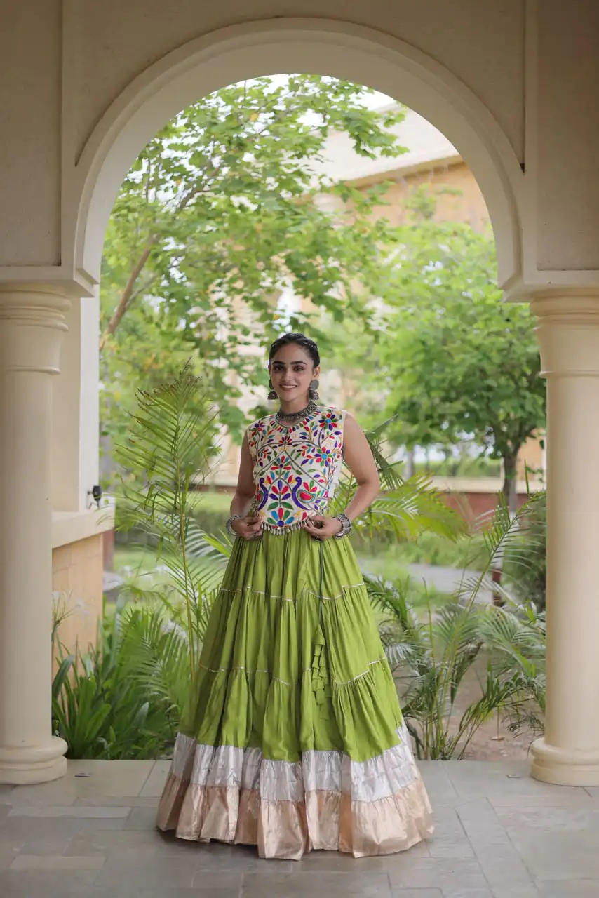 KA 5071 Pista Rayon Embroidery Work & Cowrie Work Lehenga Choli . Grab it for ₹2849. Delivery 4-6 Working Days. Shop now. | Lehenga, Bollywood Lehenga, Creative Lehenga, Designer Lehenga, Embroidered Lehenga, Party Wear Lehenga