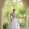 KA 5071 White Rayon Embroidery Work & Cowrie Work Lehenga Choli . Grab it for ₹2849. Delivery 4-6 Working Days. Shop now. | Lehenga, Bollywood Lehenga, Creative Lehenga, Designer Lehenga, Embroidered Lehenga, Party Wear Lehenga
