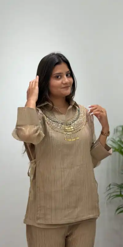 BE 484 Chiku Colour | Brown Salsa Silk Kurti with Hand Work. Get it for ₹2199. Delivery 4-6 Working Days. Online Shop now. | Kurti, Bollywood Kurti, Creative Kurtis, Designer Kurti, Party Wear Kurti, Selfie Kurti