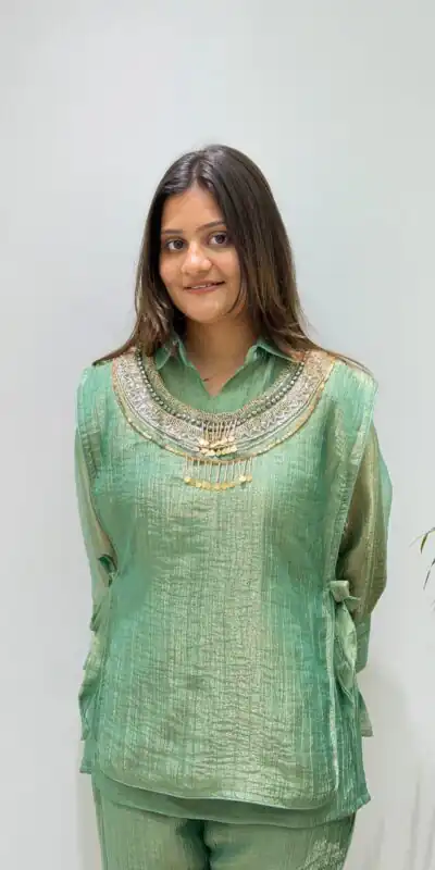 BE 484 Pista Colour | Brown Salsa Silk Kurti with Hand Work. Get it for ₹2199. Delivery 4-6 Working Days. Online Shop now. | Kurti, Bollywood Kurti, Creative Kurtis, Designer Kurti, Party Wear Kurti, Selfie Kurti