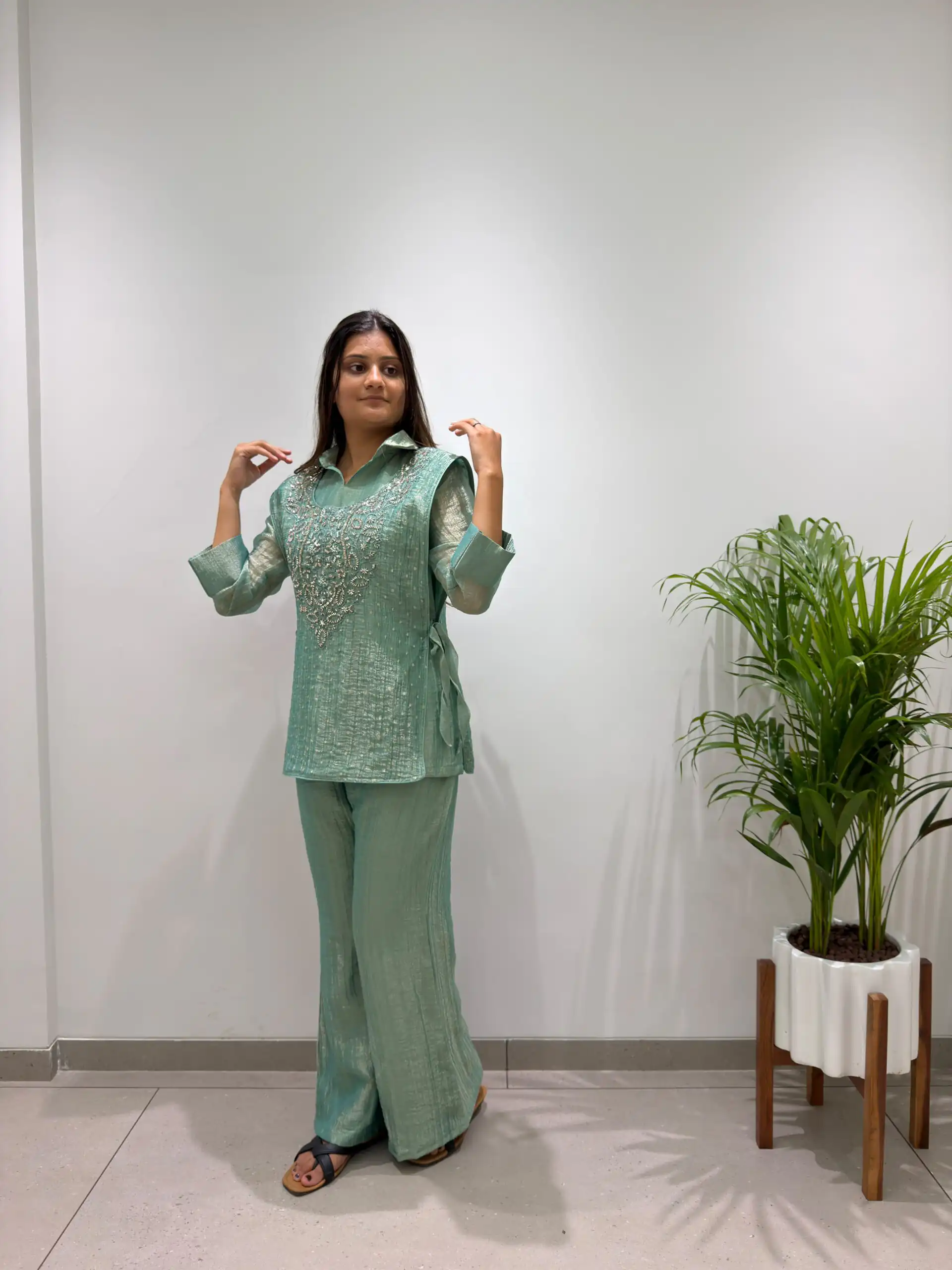 BE 484 Sea Green Colour | Brown Salsa Silk Kurti with Hand Work. Get it for ₹2199. Delivery 4-6 Working Days. Online Shop now. | Kurti, Bollywood Kurti, Creative Kurtis, Designer Kurti, Party Wear Kurti, Selfie Kurti