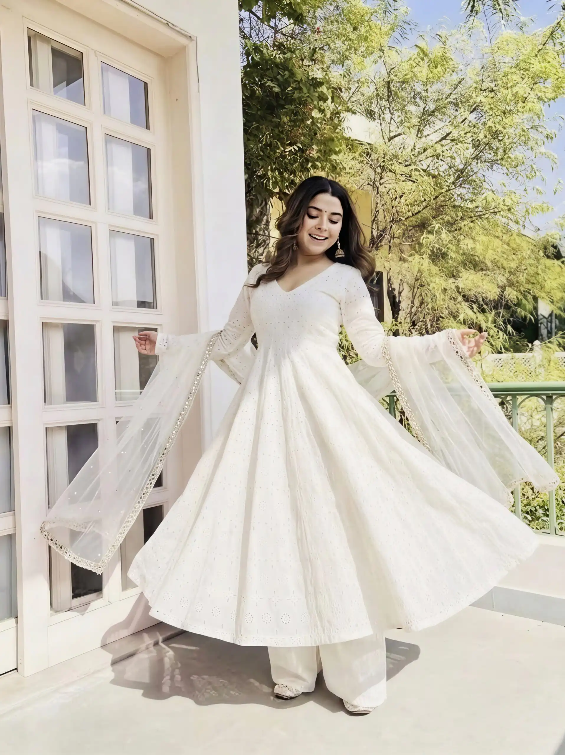 Fancy White Cotton Chiefly Work Salwar Suit - Image 2