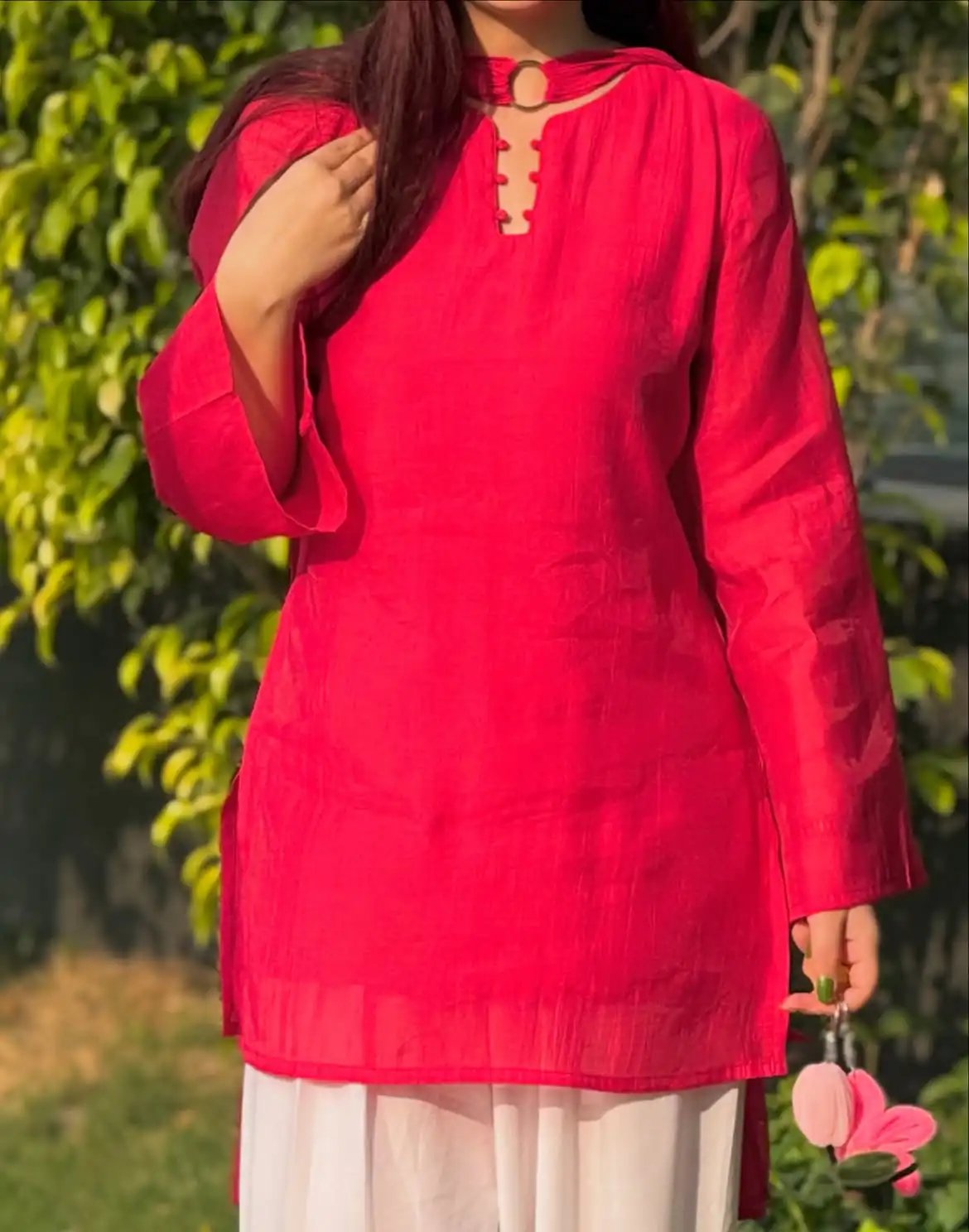Glowing Red Mal Chanderi Cotton Embroider Work Salwar Suit - Image 6