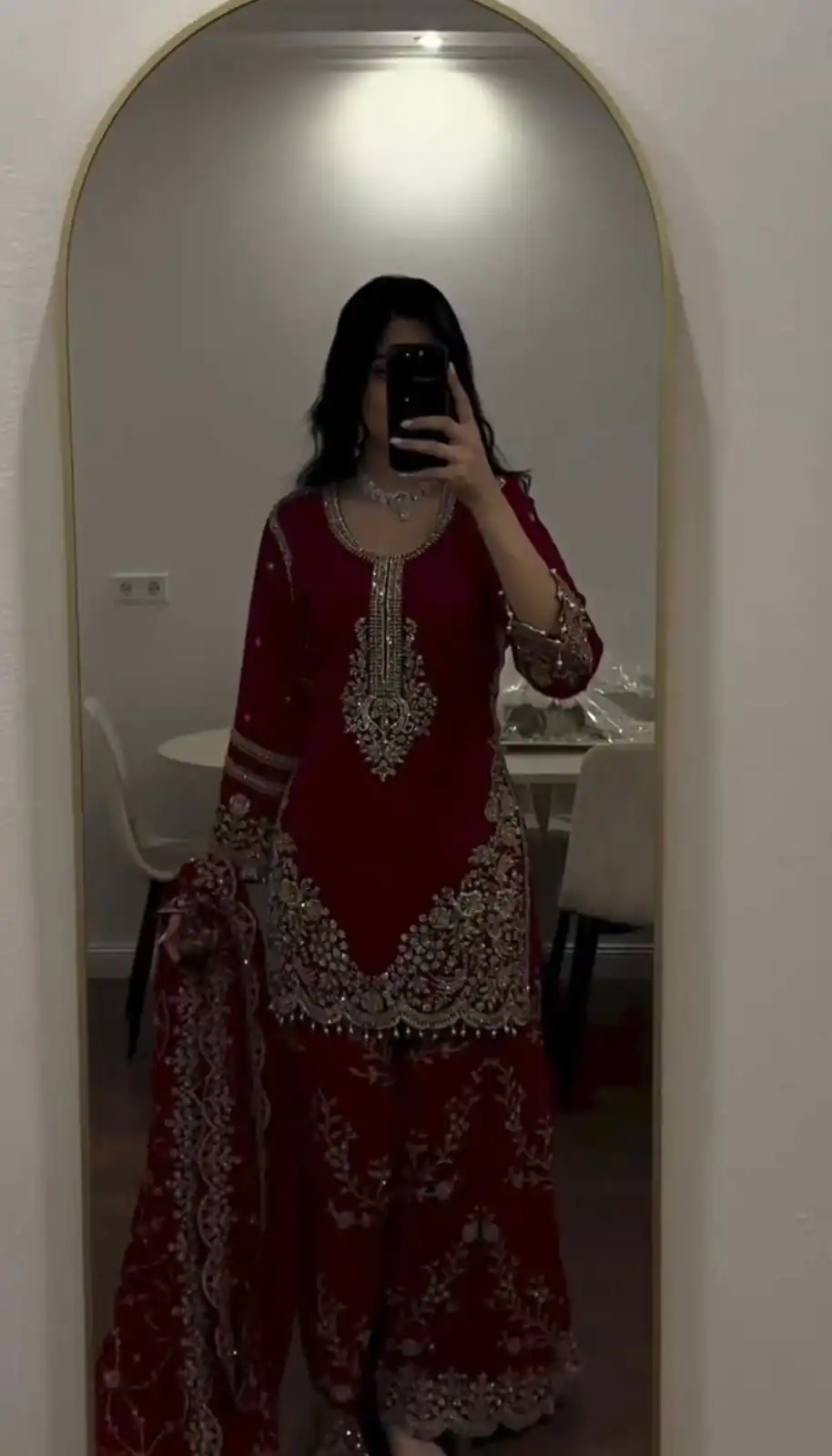 Magical Maroon Faux Georgette Embroidery Work Salwar Suit - Image 2