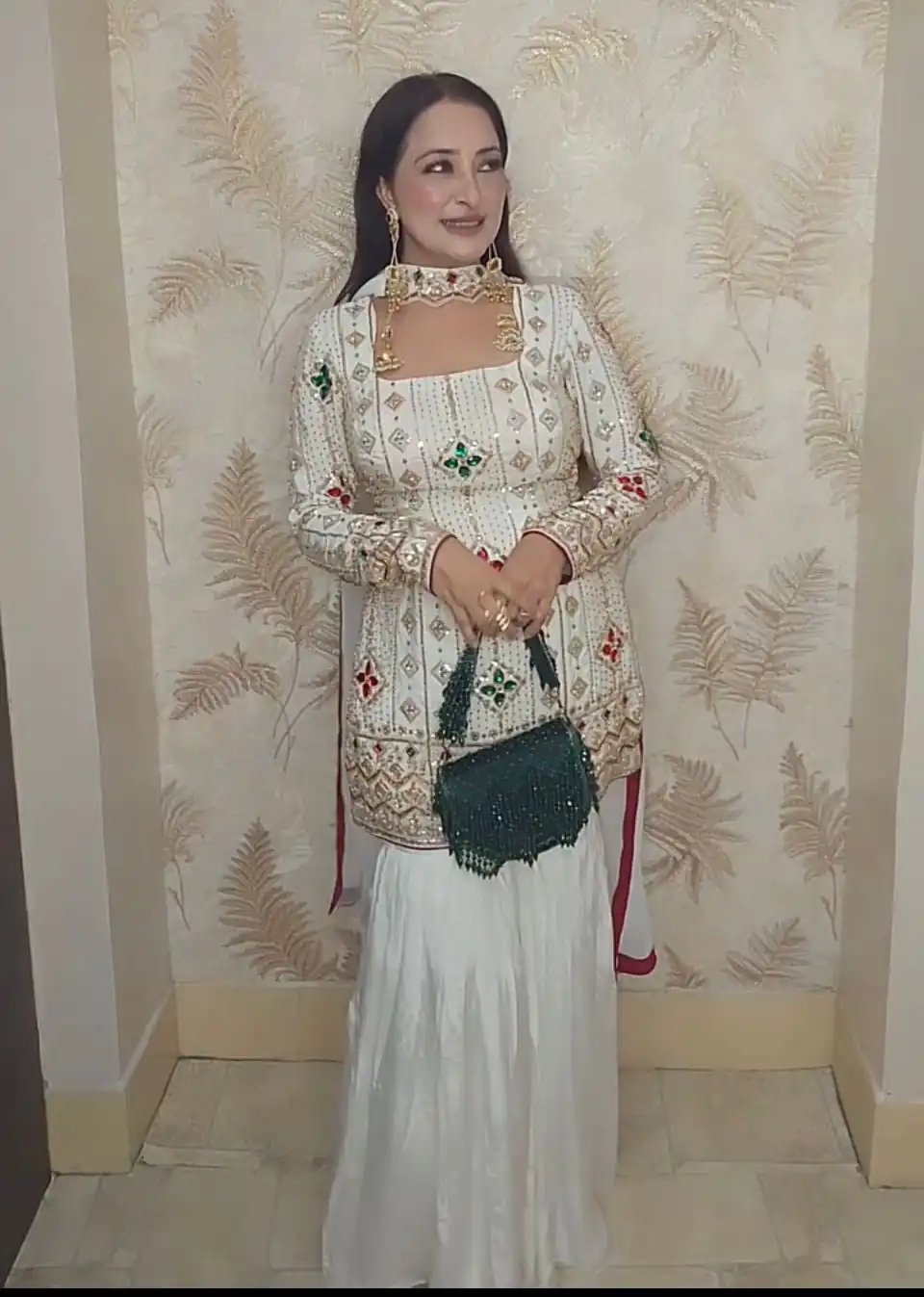 Magical White Chinon Silk Embroidery Work Salwar Suit - Image 2