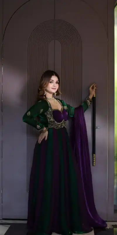 Alternative view of Shiny Purple Fendy Silk Sequence Work Gown