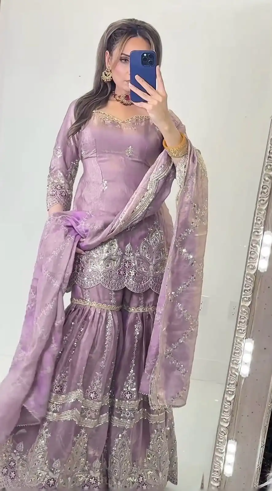 Super Lavender Fendy Crush Sequins Work Salwar Suit - Image 4