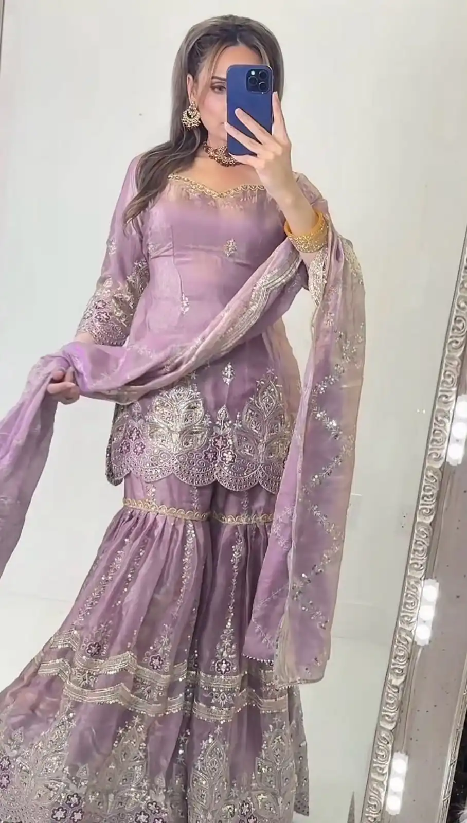 Super Lavender Fendy Crush Sequins Work Salwar Suit - Image 3