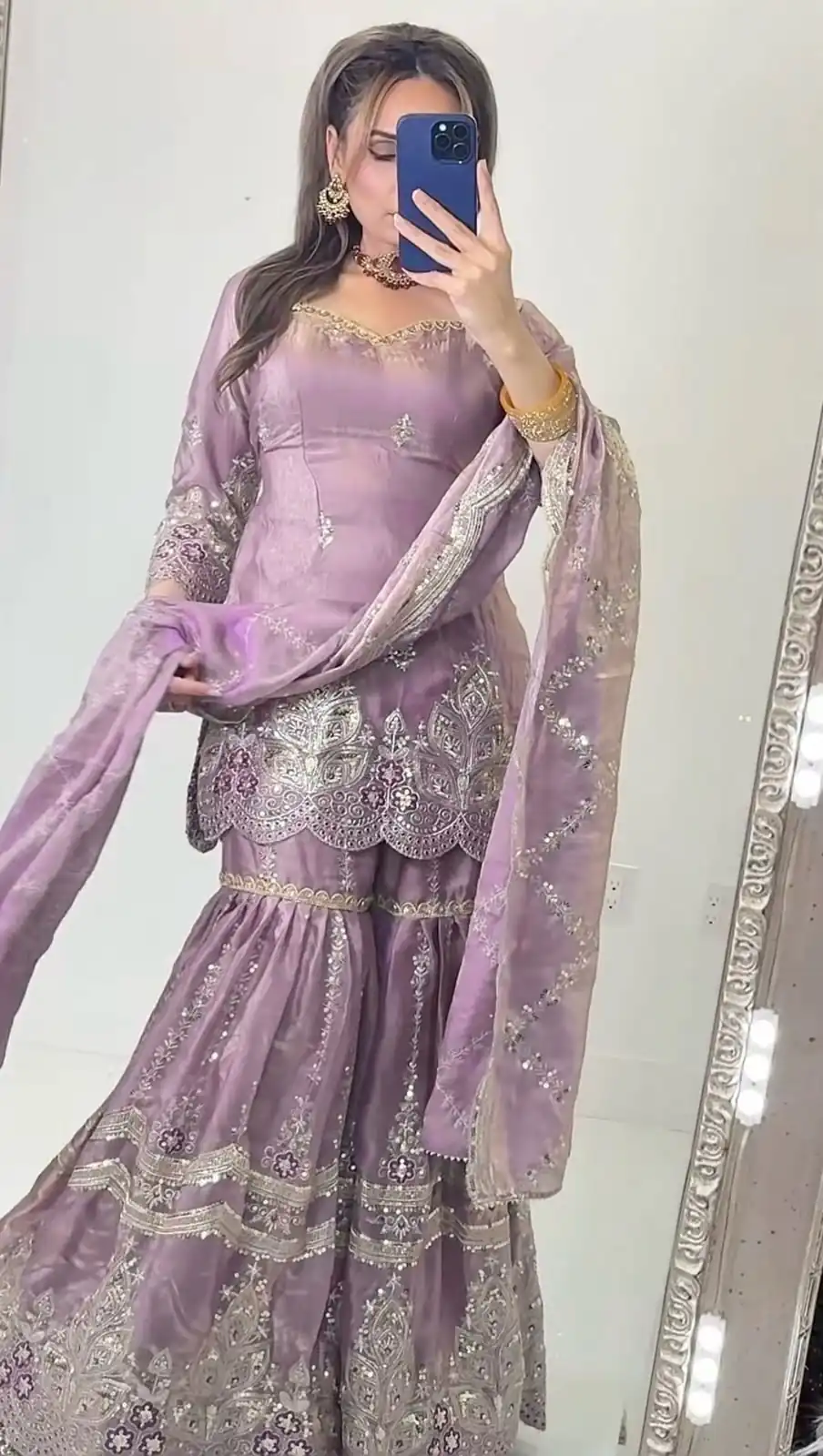 Super Lavender Fendy Crush Sequins Work Salwar Suit - Image 2