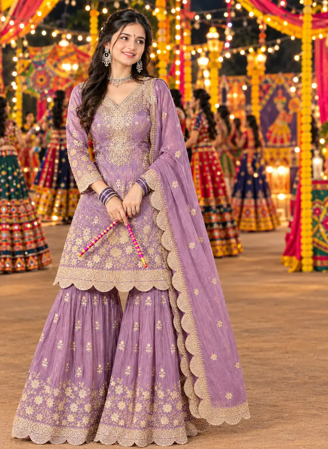 Super Lavender Salsa Crash Sequins Work Salwar Suit