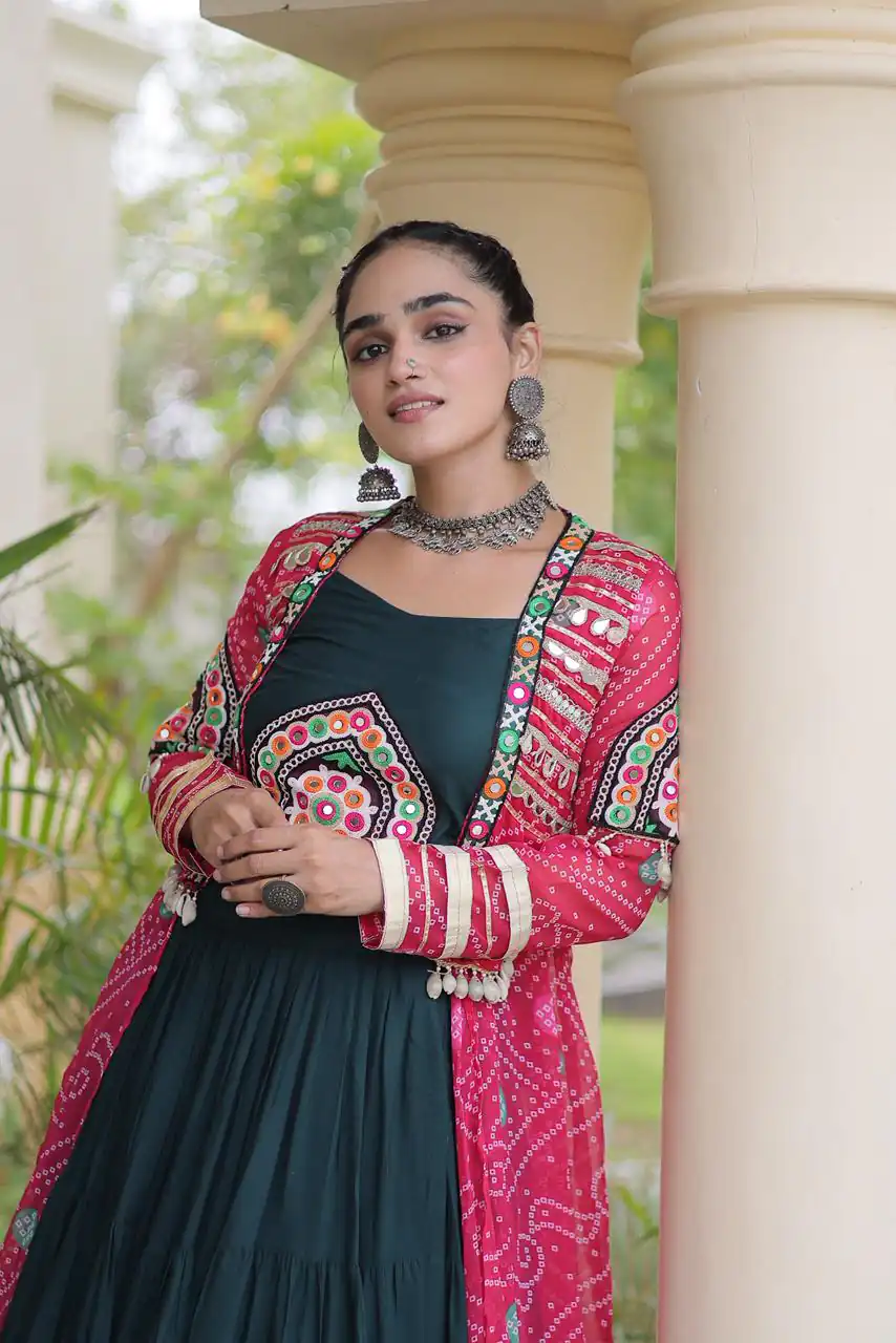 Trendy Teal Rayon Patch Work Work Lehenga Choli - Image 2
