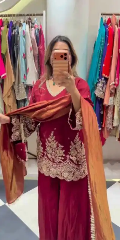 ZSR 3186 Maroon French Crep Silk Salwar Suit Perfect for Wedding, Party, Engagement, Baisakhi, Pongal – . Special Price ₹2249. Delivery 4-6 Working Days | Jump Suits, Salwar suit, Designer Suits, Casual Suits, Creative suits, Palazzo Suits, Party Wear Suits, Patiala Suits, Straight Suits