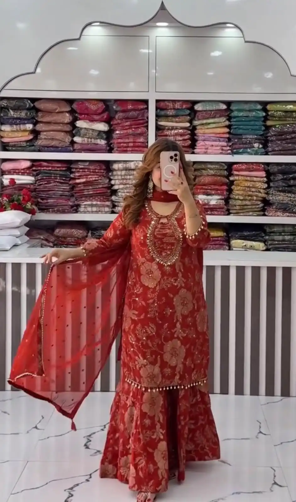 ST 1207 Red Faux Georgette Salwar Suit with Embroidery Work. Available at ₹2949 only. Delivery 4-6 Working Days. Shop now. | Jump Suits, Tops & Bottoms, Track Suits, Trendy Wear, Salwar suit, Designer Suits, Casual Suits, Creative suits, Palazzo Suits, Party Wear Suits, Patiala Suits, Straight Suits