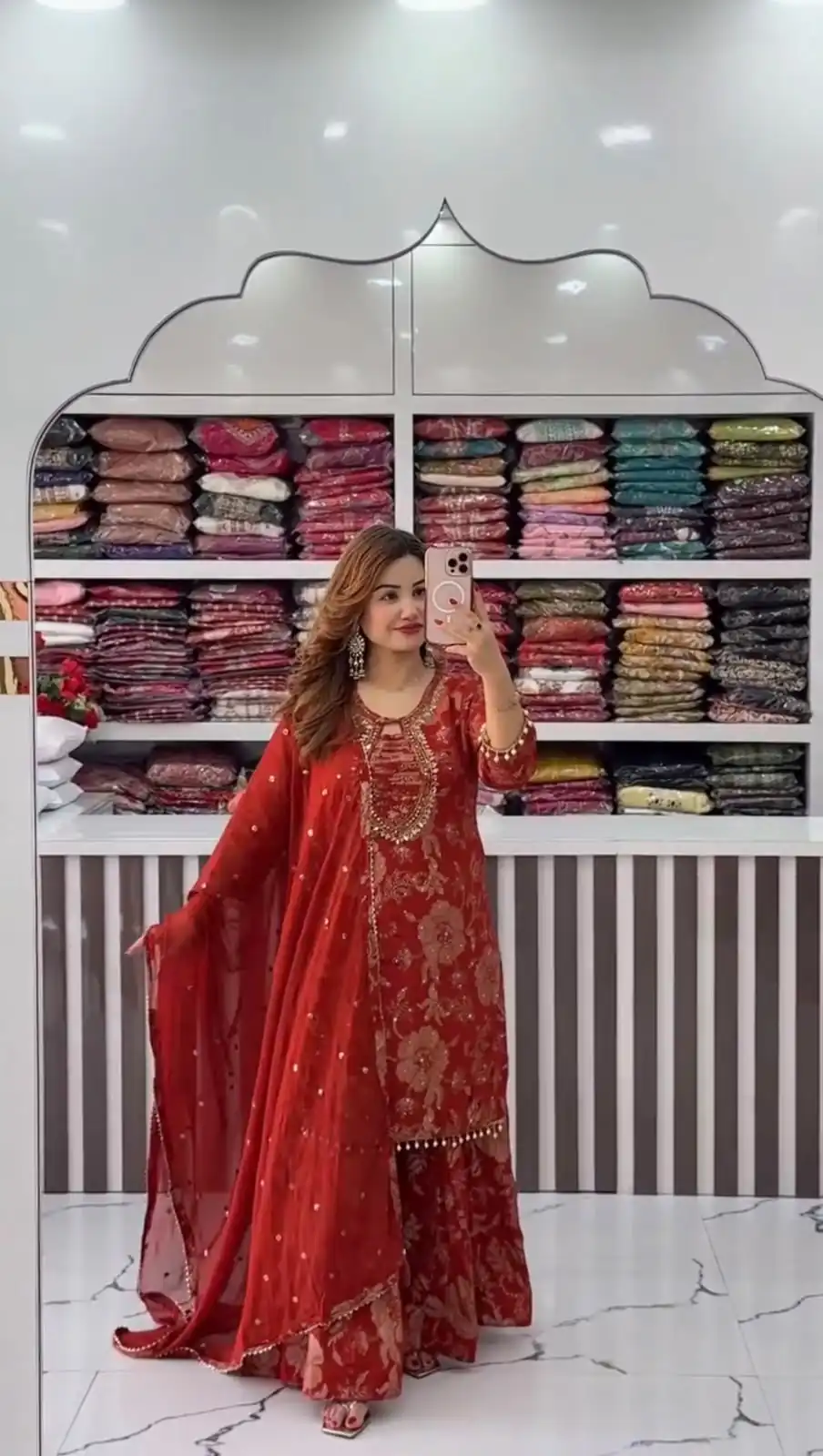 ST 1207 Red Faux Georgette Salwar Suit with Embroidery Work. Available at ₹2949 only. Delivery 4-6 Working Days. Shop now. | Jump Suits, Tops & Bottoms, Track Suits, Trendy Wear, Salwar suit, Designer Suits, Casual Suits, Creative suits, Palazzo Suits, Party Wear Suits, Patiala Suits, Straight Suits