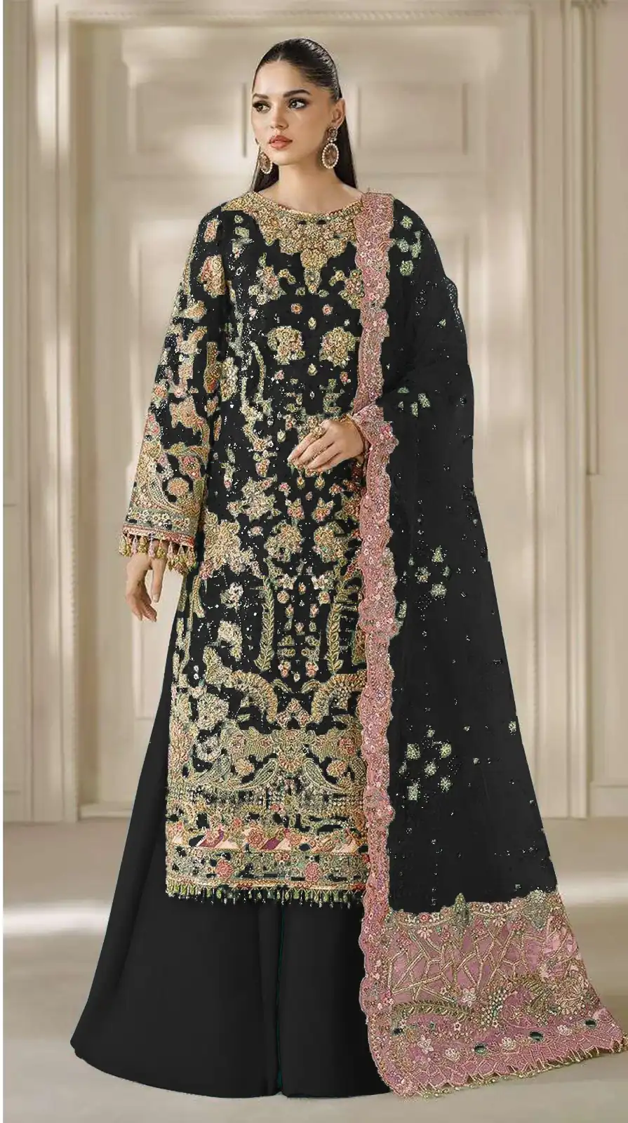 FC 1231 Black Chiffon Salwar Suit with Embroidery Work & Sequins Work. Introductory Price ₹2949. Delivery 4-6 Working Days. Shop now. | Jump Suits, Salwar suit, Designer Suits, Casual Suits, Creative suits, Palazzo Suits, Party Wear Suits, Patiala Suits, Straight Suits