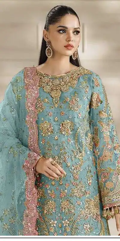 FC 1231 Blue Chiffon Salwar Suit with Embroidery Work & Sequins Work. Introductory Price ₹2949. Delivery 4-6 Working Days. Shop now. | Jump Suits, Salwar suit, Designer Suits, Casual Suits, Creative suits, Palazzo Suits, Party Wear Suits, Patiala Suits, Straight Suits