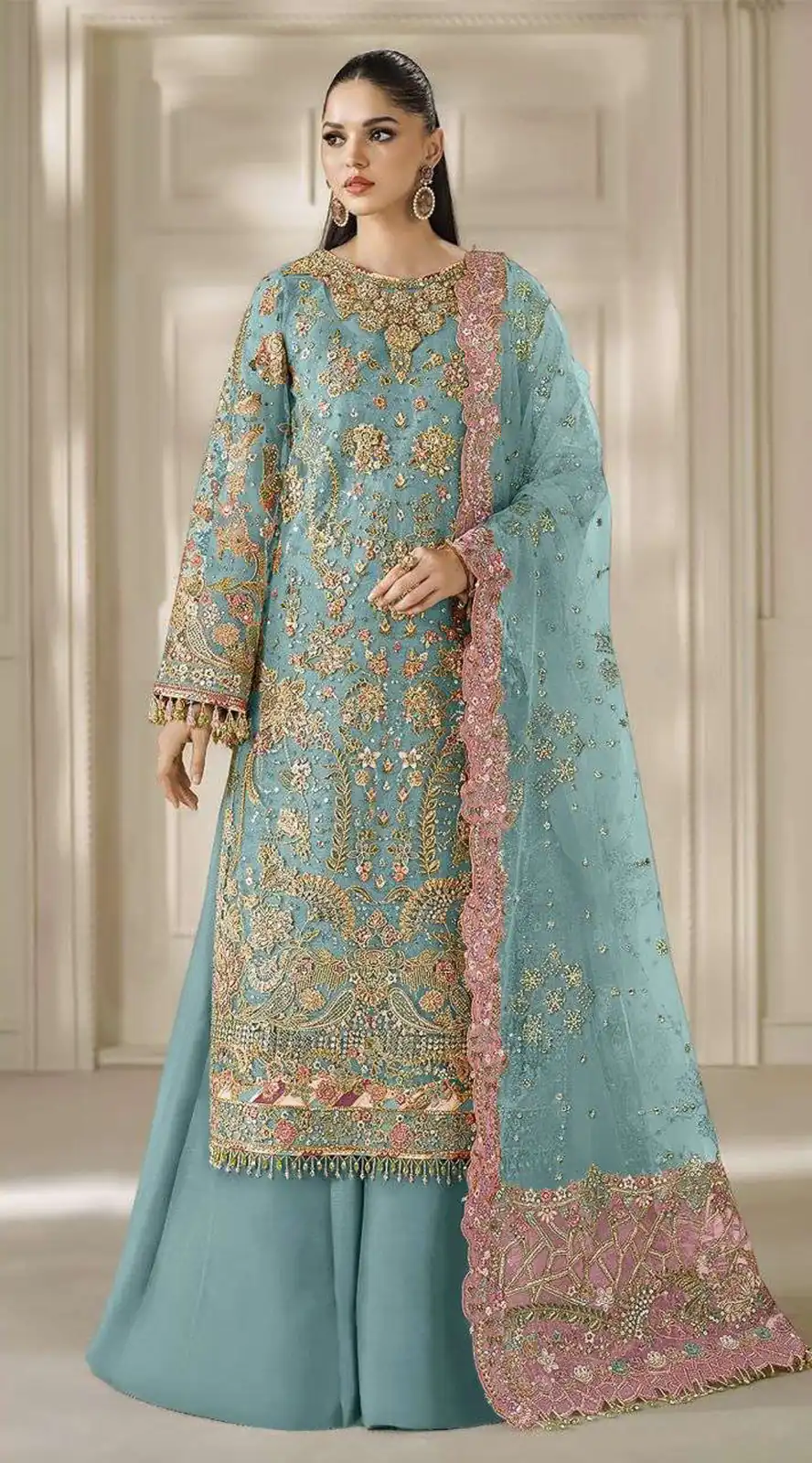 FC 1231 Blue Chiffon Salwar Suit with Embroidery Work & Sequins Work. Introductory Price ₹2949. Delivery 4-6 Working Days. Shop now. | Jump Suits, Salwar suit, Designer Suits, Casual Suits, Creative suits, Palazzo Suits, Party Wear Suits, Patiala Suits, Straight Suits