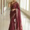 KPR 233 Maroon in Soft Lichi Silk Lace Border & Lace Work Saree . Available at ₹1549 only. Delivery 4-6 Working Days. Shop now. | Sarees, Bollywood Sarees, Creative Sarees, Designer Sarees, Embroidered Sarees, Ethnic Saree, Modern Digital sarees, Party Wear Sarees