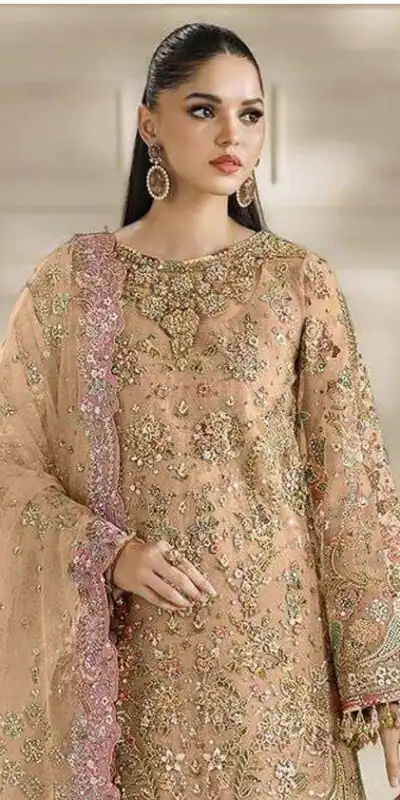 FC 1231 Peach Chiffon Salwar Suit with Embroidery Work & Sequins Work. Introductory Price ₹2949. Delivery 4-6 Working Days. Shop now. | Jump Suits, Salwar suit, Designer Suits, Casual Suits, Creative suits, Palazzo Suits, Party Wear Suits, Patiala Suits, Straight Suits