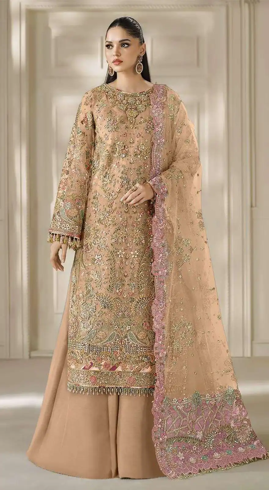 FC 1231 Peach Chiffon Salwar Suit with Embroidery Work & Sequins Work. Introductory Price ₹2949. Delivery 4-6 Working Days. Shop now. | Jump Suits, Salwar suit, Designer Suits, Casual Suits, Creative suits, Palazzo Suits, Party Wear Suits, Patiala Suits, Straight Suits