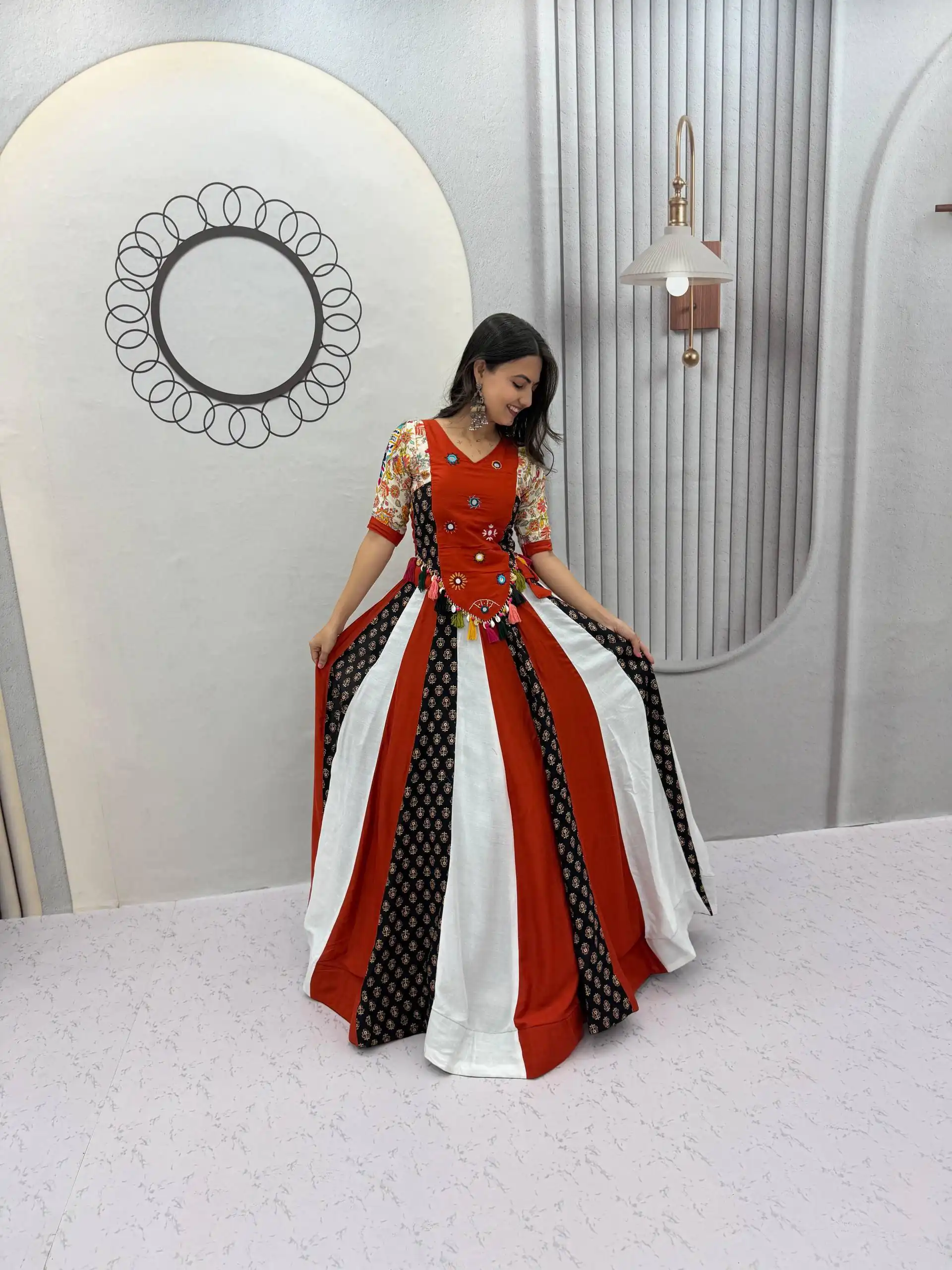 PC 587 Red in Pure Cotton Mirror Work & Gamthi Work Lehenga Choli . Exclusive Offer ₹3049. Delivery 4-6 Working Days. Shop now. | Lehenga, Bollywood Lehenga, Creative Lehenga, Designer Lehenga, Embroidered Lehenga, Party Wear Lehenga