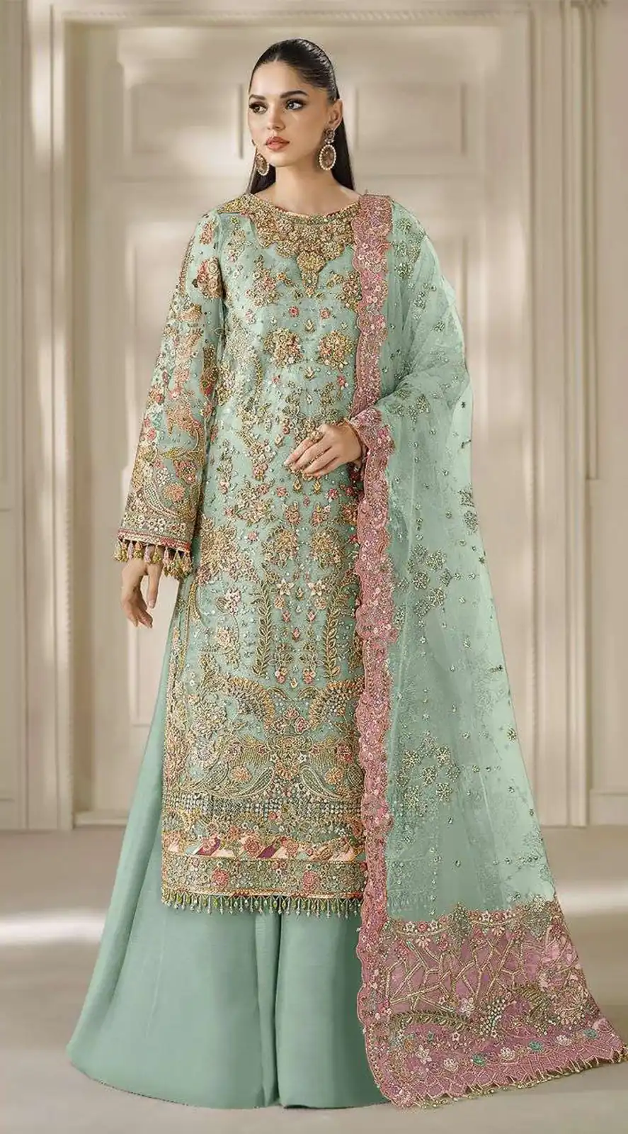 FC 1231 Sea Green Chiffon Salwar Suit with Embroidery Work & Sequins Work. Introductory Price ₹2949. Delivery 4-6 Working Days. Shop now. | Jump Suits, Salwar suit, Designer Suits, Casual Suits, Creative suits, Palazzo Suits, Party Wear Suits, Patiala Suits, Straight Suits
