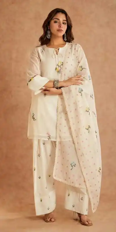 MF 513 in White Cotton Silk Digital Print & Embroidery Work Salwar Suit . Festive Deal ₹2149. Delivery 4-6 Working Days. Shop now. | Jump Suits, Salwar suit, Designer Suits, Casual Suits, Creative suits, Palazzo Suits, Party Wear Suits, Patiala Suits, Straight Suits