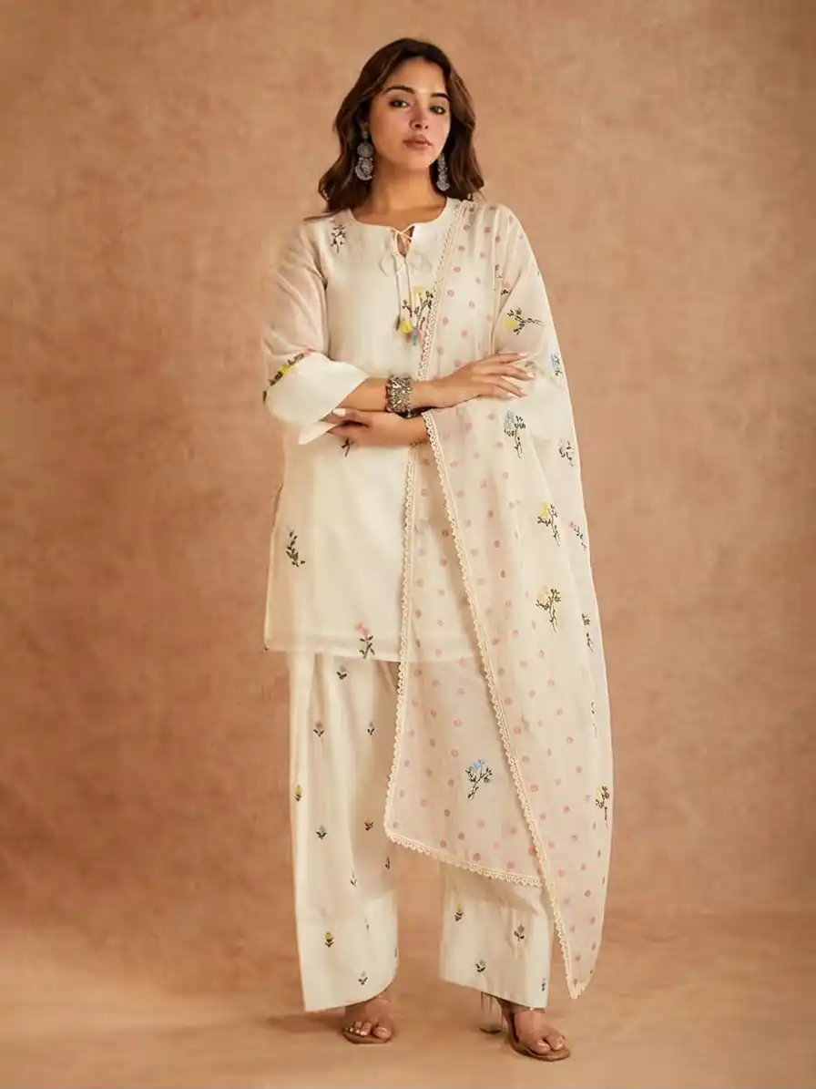 MF 513 in White Cotton Silk Digital Print & Embroidery Work Salwar Suit . Festive Deal ₹2149. Delivery 4-6 Working Days. Shop now. | Jump Suits, Salwar suit, Designer Suits, Casual Suits, Creative suits, Palazzo Suits, Party Wear Suits, Patiala Suits, Straight Suits