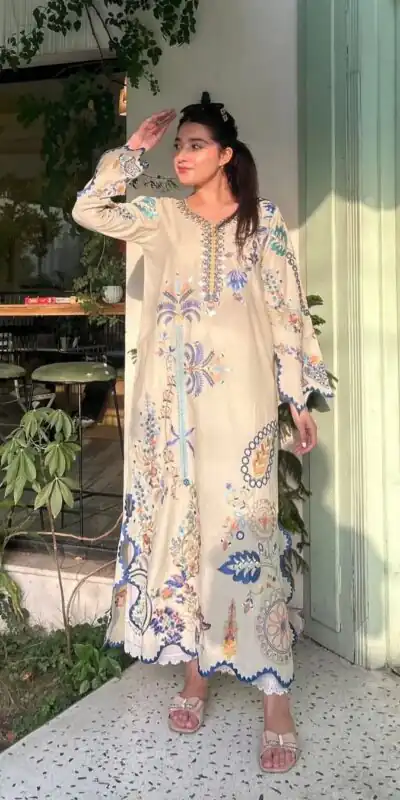 LG 2143 White Star Silk Salwar Suit with Embroidery Work & Sequins Work. Festive Deal ₹2399. Delivery 4-6 Working Days. Shop now. | Jump Suits, Salwar suit, Designer Suits, Casual Suits, Creative suits, Palazzo Suits, Party Wear Suits, Patiala Suits, Straight Suits
