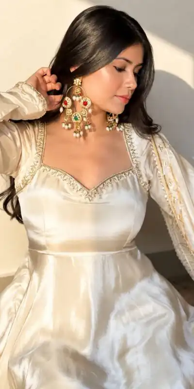 SSR 551 White Upada Silk Gown Perfect for Wedding, Party, Onam, Housewarming, Durga Puja –. Grab it for ₹2399. Delivery 4-6 Working Days. Shop now. | Gowns, Bollywood Gowns, Creative Gowns, Designer Gowns, Embroidered Gowns, Party Wear Gowns