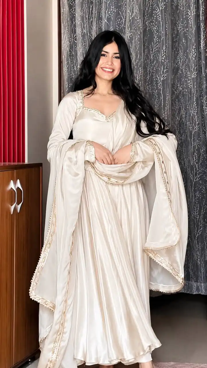 SSR 551 White Upada Silk Gown Perfect for Wedding, Party, Onam, Housewarming, Durga Puja –. Grab it for ₹2399. Delivery 4-6 Working Days. Shop now. | Gowns, Bollywood Gowns, Creative Gowns, Designer Gowns, Embroidered Gowns, Party Wear Gowns