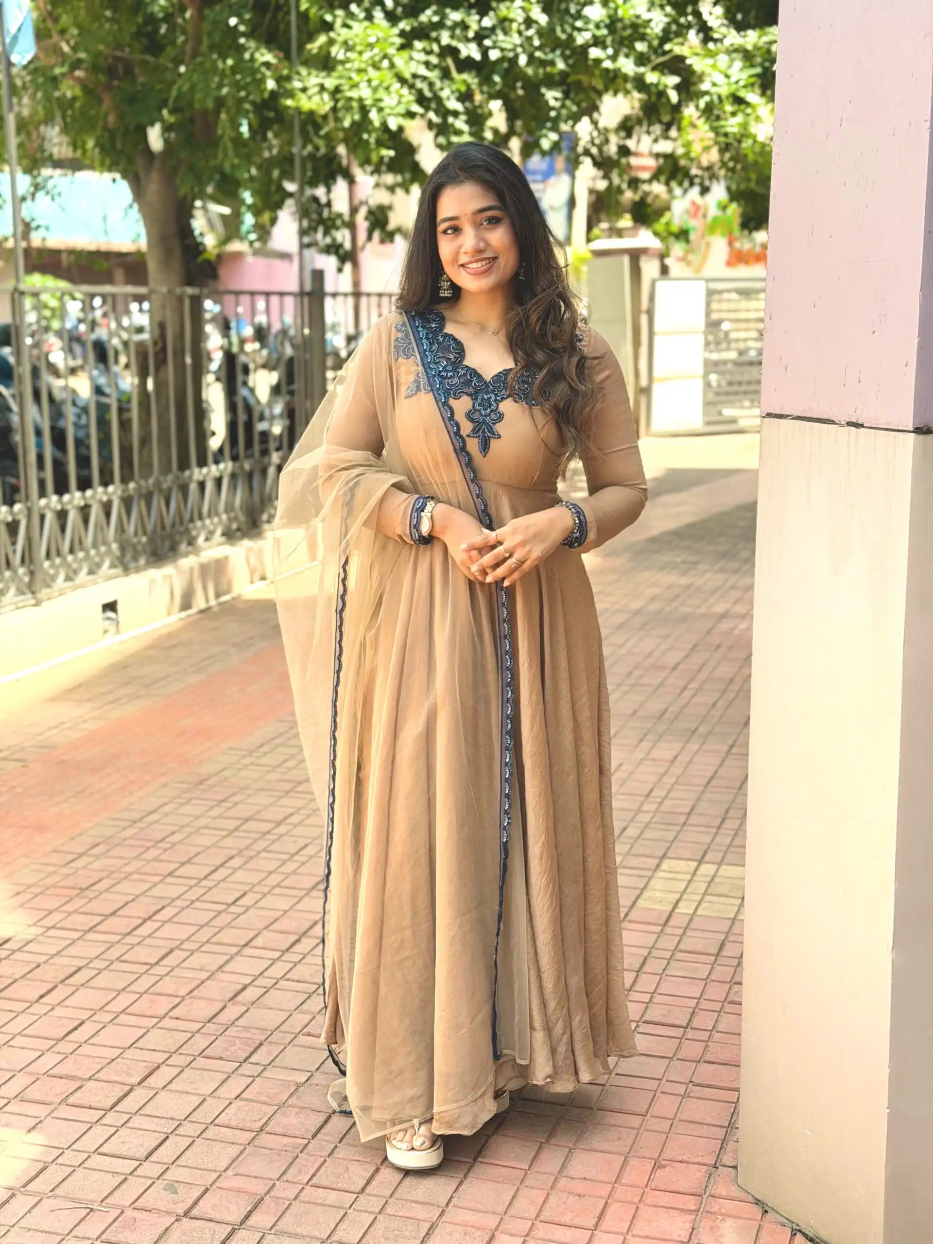 JF 058 Chiku Doremon Crush Gown with Lace Work & Mirror Work. Exclusive Offer ₹2399. Delivery 4-6 Working Days. Shop now. | Gowns, Bollywood Gowns, Creative Gowns, Designer Gowns, Embroidered Gowns, Party Wear Gowns